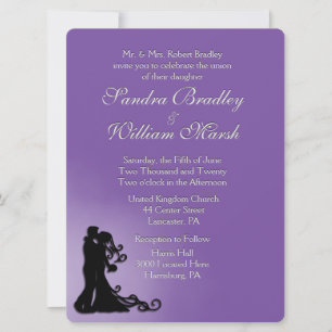 Invitation Mariée et Mariage royal violet Groom