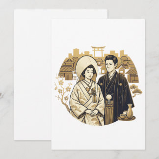 Invitation Mariée et marié de mariage shintoïste japonais