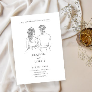 Invitation Mariée et marié élégant mariage