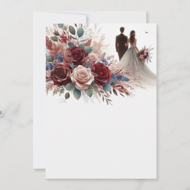 Invitation Mariée et Marié Élégant Mariage Floral Vierge  (Devant)