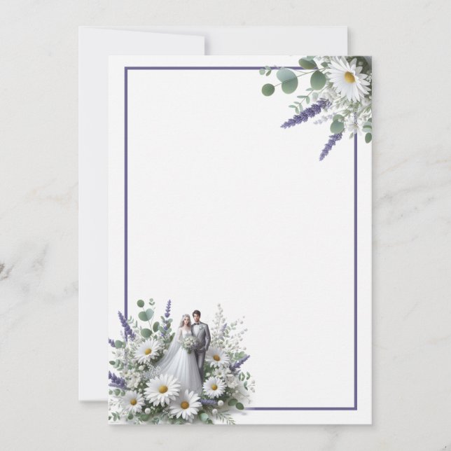 Invitation Mariée et Marié Élégant Mariage Floral Vierge  (Devant)