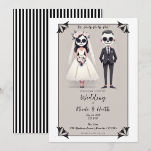 Invitation Mariée et marié Sugar Skull sur la pointe des pied