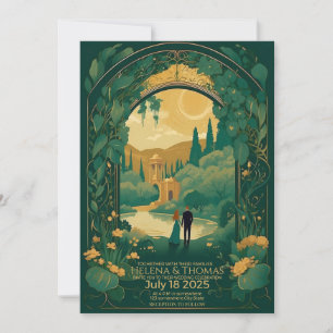 Invitation Mariée et mariée avec cheveux bruns