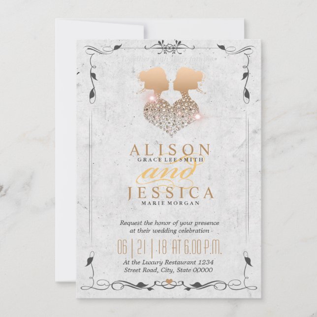 Invitation Mariée et mariée - Deux épouses Mariage - Lesbienn (Devant)