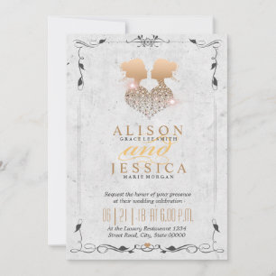 Invitation Mariée et mariée - Deux épouses Mariage - Lesbienn