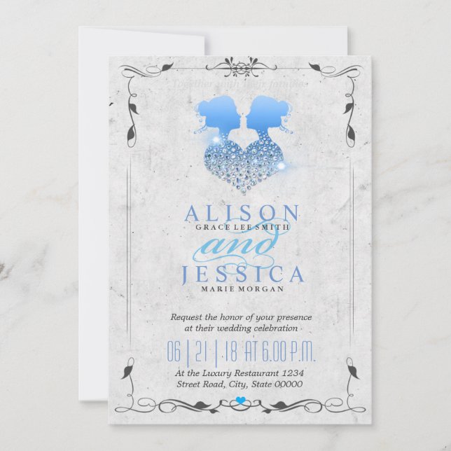 Invitation Mariée et mariée - Deux mariées Mariage - Lesbienn (Devant)