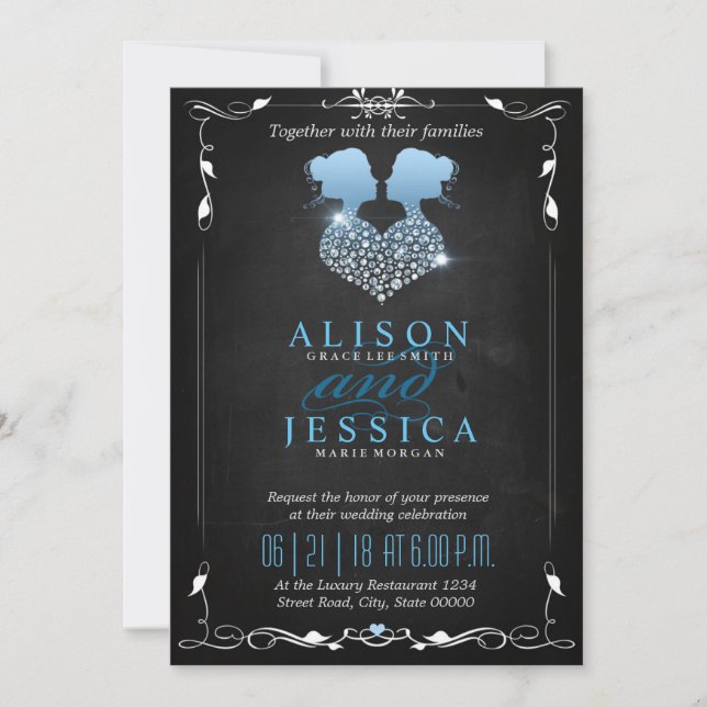 Invitation Mariée et mariée - Deux mariées Mariage - Lesbienn (Devant)