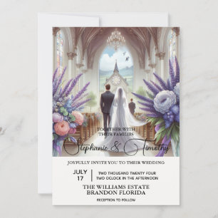 Invitation Mariée et salle dans la chapelle