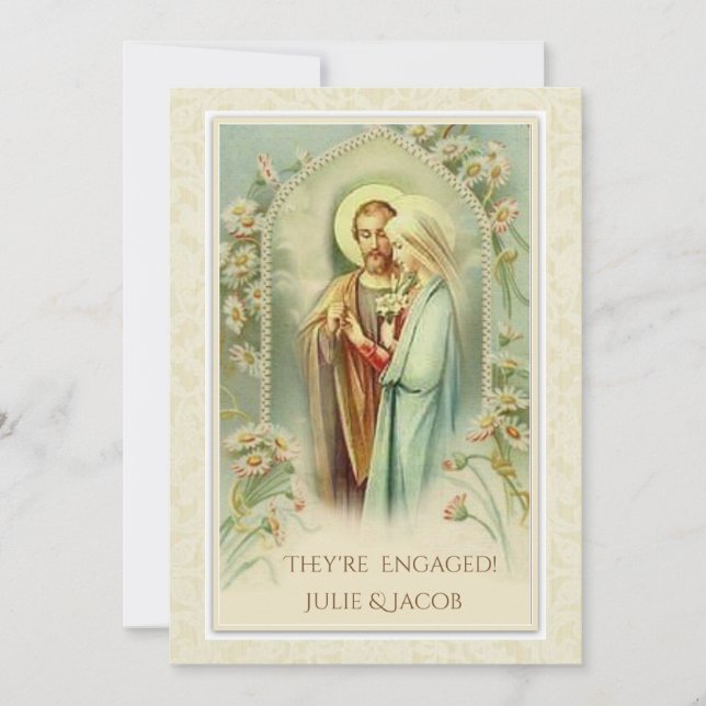 Invitation Mariée Fiançailles catholique traditionnelle Maria (Devant)