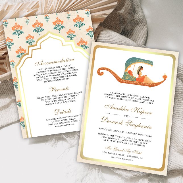 Invitation Mariée indienne Doli traditionnelle en un seul Mar (Créateur téléchargé)