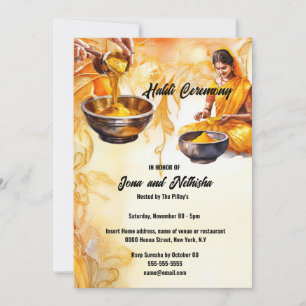 Invitation Mariée indienne haldi à la cérémonie mariage halad