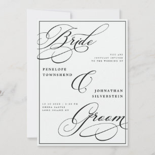 Invitation Mariée & Marié Calligraphie Mariage Noir Blanc