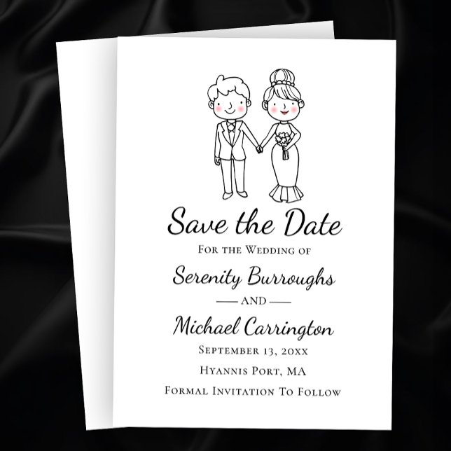 Invitation Mariée Marié Dessin Animé Mariage Date De Mariage  (Créateur téléchargé)