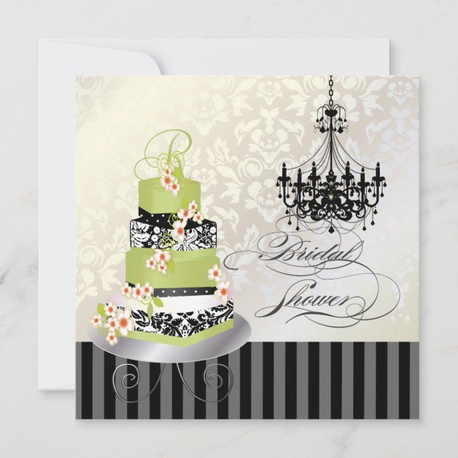 Invitation Mariée monogramme PixDezines, gâteau de thé vert (Devant)
