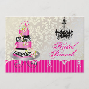 Invitation Mariée monogramme PixDezines, gâteau mariage rose