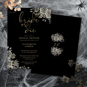 Invitation Mariée Ou Mourir Mariage Noir Et Or Shower Gothiqu