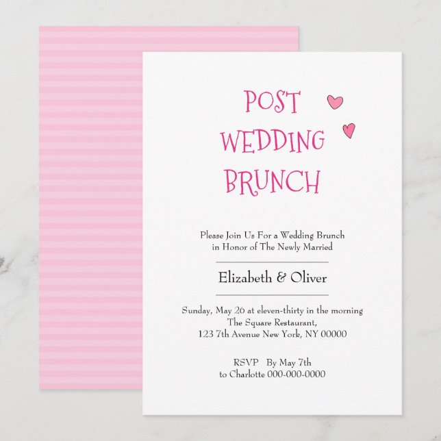 Invitation Mariée romantique avec deux coeurs imbriqués (Devant / Derrière)