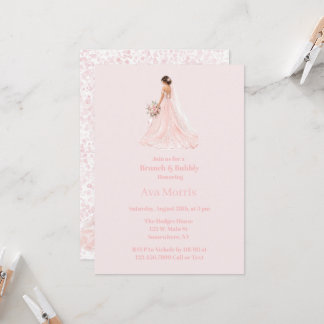 Invitation Mariée rose Encre alcoolique Brunch & Bubbly