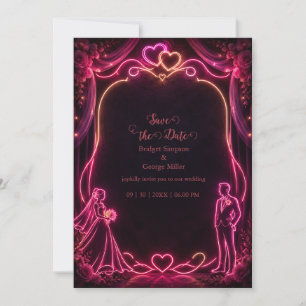 Invitation Mariée rose néon Marié Mariage Amour Lumière