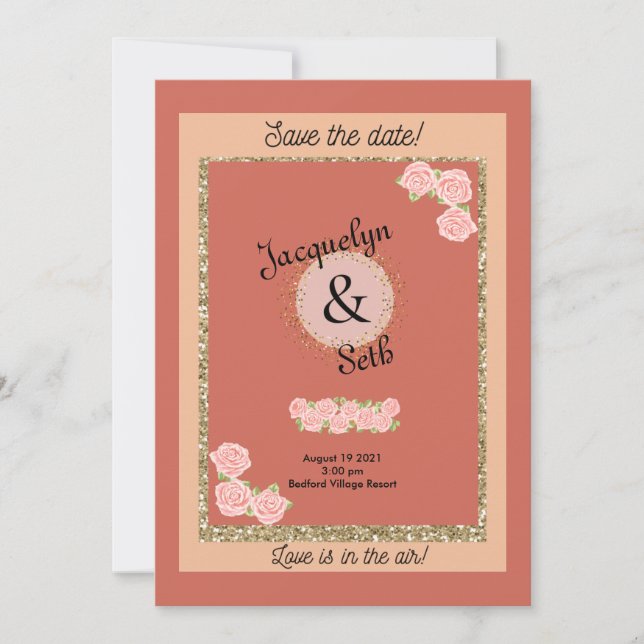 Invitation Mariée Rougeissante Mauve Floral Enregistrer la Da (Devant)