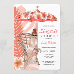 Invitation Mariée rousse douche de lingerie