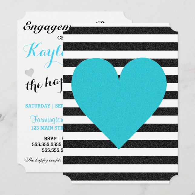 Invitation Mariée Summer Lovin Black White Soiree Pelouse Par (Devant / Derrière)