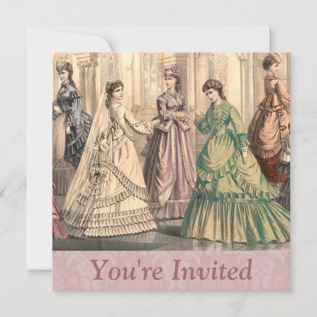 Invitation Mariée victorienne et demoiselles d'honneur (Devant)