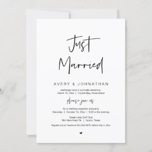 Invitation Mariés à peine, Noir, Fuite de mariage Party