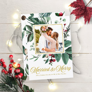 Invitation Mariés et joyeuses fêtes de Noël Photo