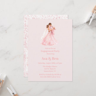 Invitation Mariés rose danseuses de fête de fiançailles