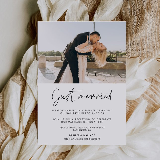 Invitation Mariés tout juste Annonce de mariage moderne (Créateur téléchargé)