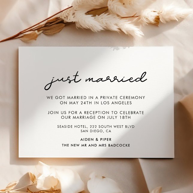 Invitation Mariés tout juste Annonce de mariage simple (Créateur téléchargé)