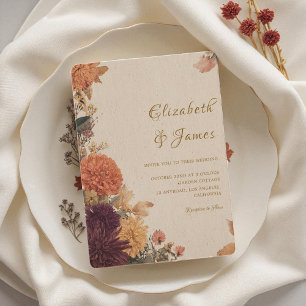Invitation Marigold Bordure Rustique Boho Automne Mariage Flo
