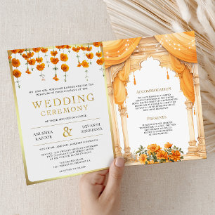 Invitation Marigold Floral Mandap de mariage hindou sud-indie