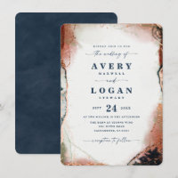 Marine Abstraite moderne Blue & Orange Mariage