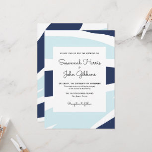 Invitation Marine Abstraite moderne et Mariage bleu clair