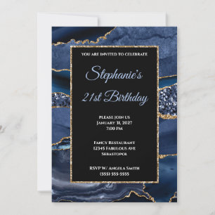 Invitation Marine Agate Gold Parties scintillant Glam 21e ann