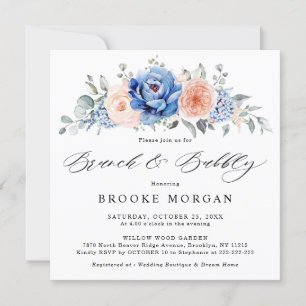 Invitation Marine Ardoise Bleue Dusty Blush Pink Brunch & Bub