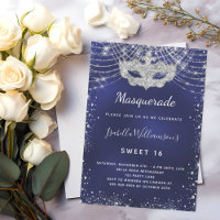 Marine bleu argent parties scintillant Masquerade 