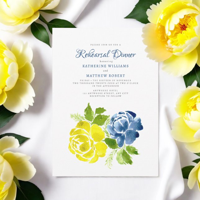 Invitation Marine Bleu Boho Jaune Floral été (Créateur téléchargé)