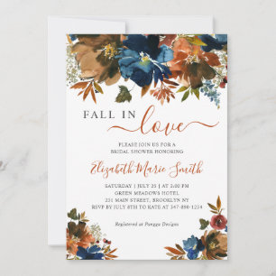 Invitation Marine Bleu Brown chute en amour Fête des mariées 