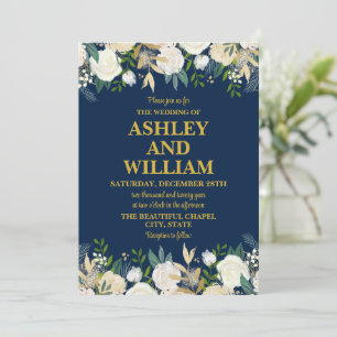 Invitation Marine Bleu et or Boho Bohème Bohème Mariage de ve