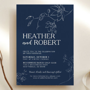 Invitation Marine Bleu Floral Boho Boho Simple Mariage