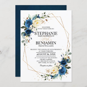 Invitation Marine bleu rose jaune Boho Mariage géométrique In