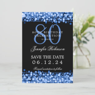 Invitation Marine Blue 80th Birthday Enregistrer la date