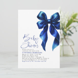 Invitation Marine Blue Bow Moderne Cute Baby Boy Baby shower