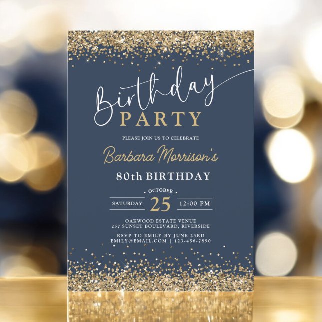 Invitation Marine Blue Gold Parties scintillant N'importe que (Créateur téléchargé)
