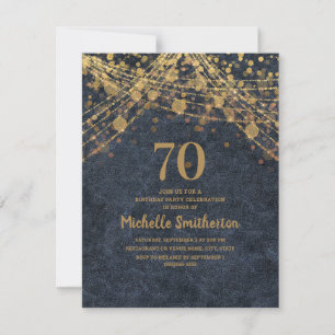 Invitation Marine Blue Gold String Lumières 70e anniversaire