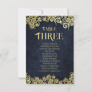 Invitation Marine Blue & Gold Swirls Siège Tableau Numéro de 