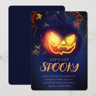 Invitation Marine Blue Gradient Marine bleu Éffrayant Hallowe